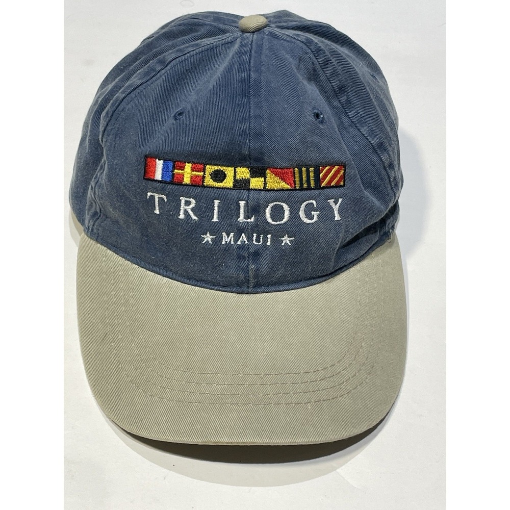 Vintage Trilogy Maui Sailing‎ Hat Otto Cap Nautical Signal Flags Blue  Strapback